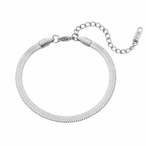 Silver-Tone Stainless Steel herringbone Bracelet